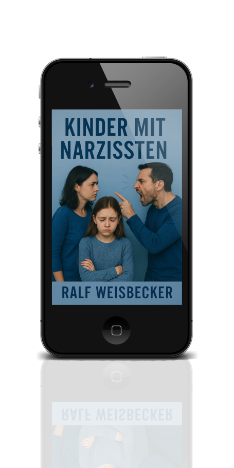Buchcover "Kinder mit Narzissten" zeigt ein Elternpaar mit einem Kind.