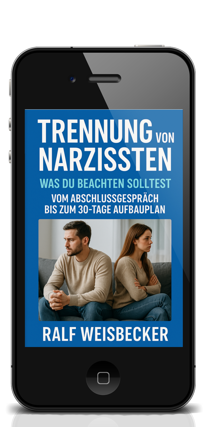 Titel eines Buches über die Trennung von Narzissten auf einem Smartphone angezeigt.